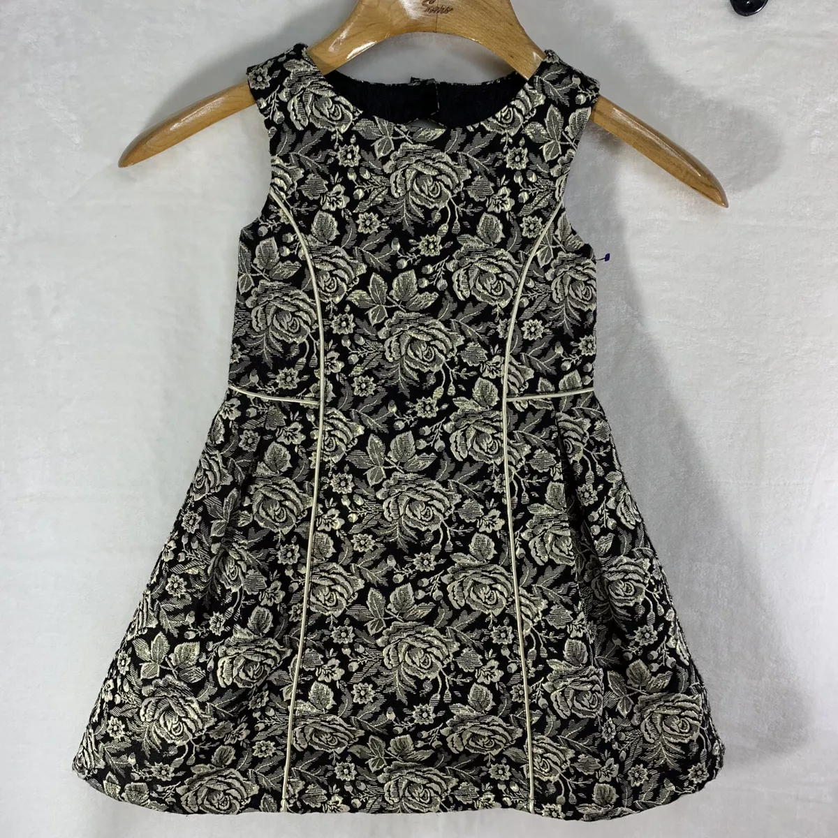 Kids black top and gold dress