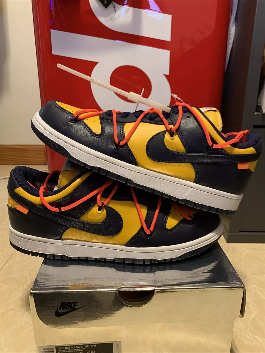 Brand New Nike Dunk Low x OFF WHITE University Gold 2019 CT0856 700 Size 9.5