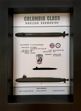Columbia Class Submarine Shadow Display Box, 6" x 8", Black