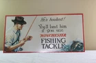 Nostalgic reproduction vintage WINCHESTER FISHING TACKLE FISHERMAN ROD TIN SIGN