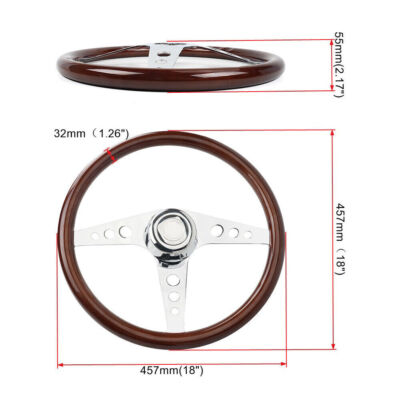 18 Inch Wooden Steering Wheel 3-Spoke (Freightliner, Kenworth 18 Inch Wooden Steering Wheel 3-Spoke (Freightliner, Kenworth