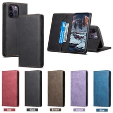 Business Vintage Cell Phone Case Flip Leather Stand Credit Card Slots  Magnetic