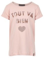 Edles T-Shirt In Gedecktem Rose Smoke Mit Wertigem Glitzerprint Von Creamie