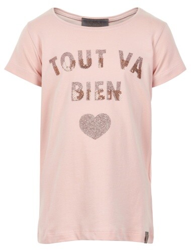 Edles T-Shirt In Gedecktem Rose Smoke Mit Wertigem Glitzerprint Von Creamie-image
