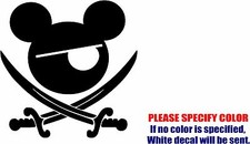 Pirate Mickey Mouse Decal Sticker JDM Funny Vinyl Car Window Bumper Truck 9"