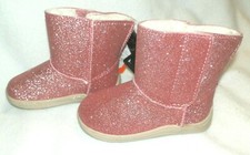 New Infant size 2 Pink Sparkle Boots Baby Girls Sides Easy On/Off Wonder Nation