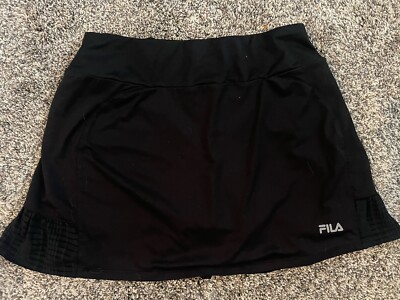 Fila Black Tennis Skirt Size Small Back Ruffle
