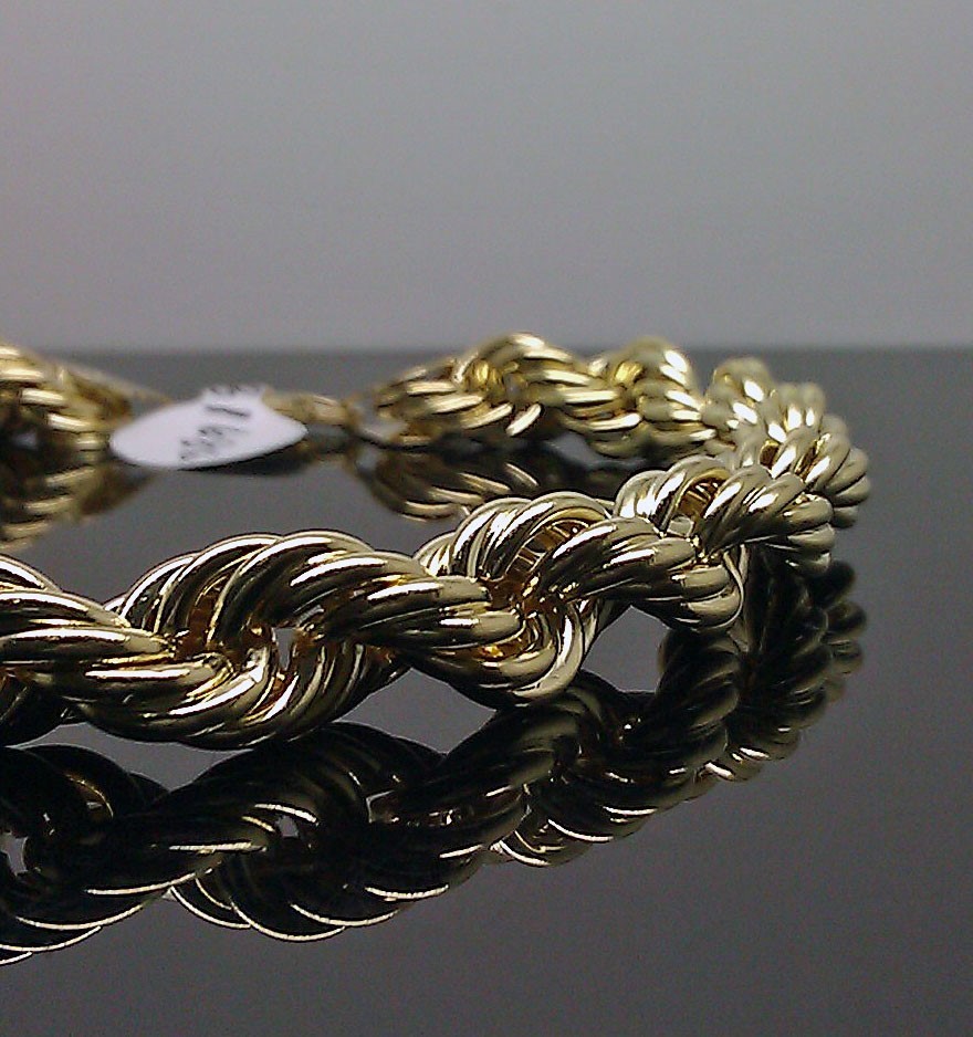 Real 10K Gold Rope Bracelet 8mm 9