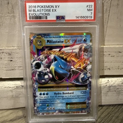 2016 POKEMON XY EVOLUTIONS #22 M BLASTOISE EX PSA 7 NM