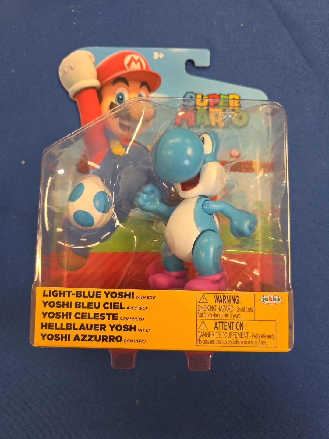 Jakks Pacific 42678 World Of Nintendo 4 Inch Blue Yoshi With Egg Action Figure