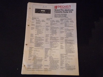 Original Service Manual Schaltplan Becker Grand Prix electronic Cassette Kurier