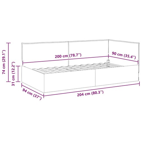Eckbettgestell | Bettgestell | Polsterbett | Jugendbett | Bettrahmen | 90x200 cm - Bild 10 von 98