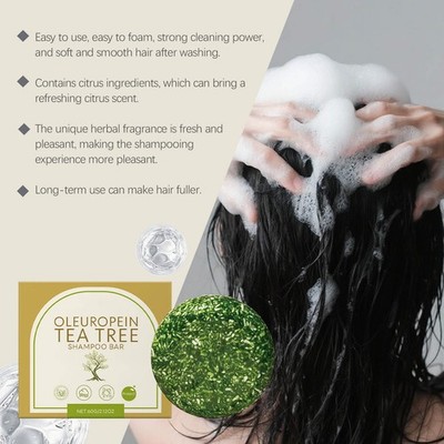 1PCS Herbal Shampoo Bar Oil Control Tea Tree Oil Essence Solid Shampoo Soap