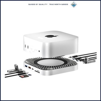 Aluminum Docking Station for Mac Mini M4 with Multiple USB Ports and HDMI