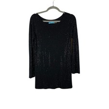 Alice + Olivia Black Sequin Long Sleeve Sweater Dress Size S/P