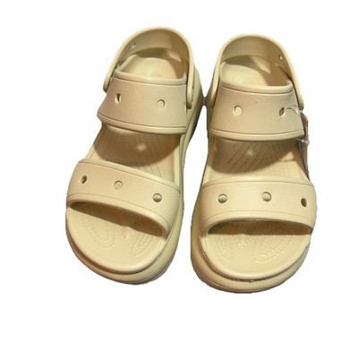 Crocs Mega Crush Bone Off White Womens Tan Platform chunky Sandals - Size 7  NWT