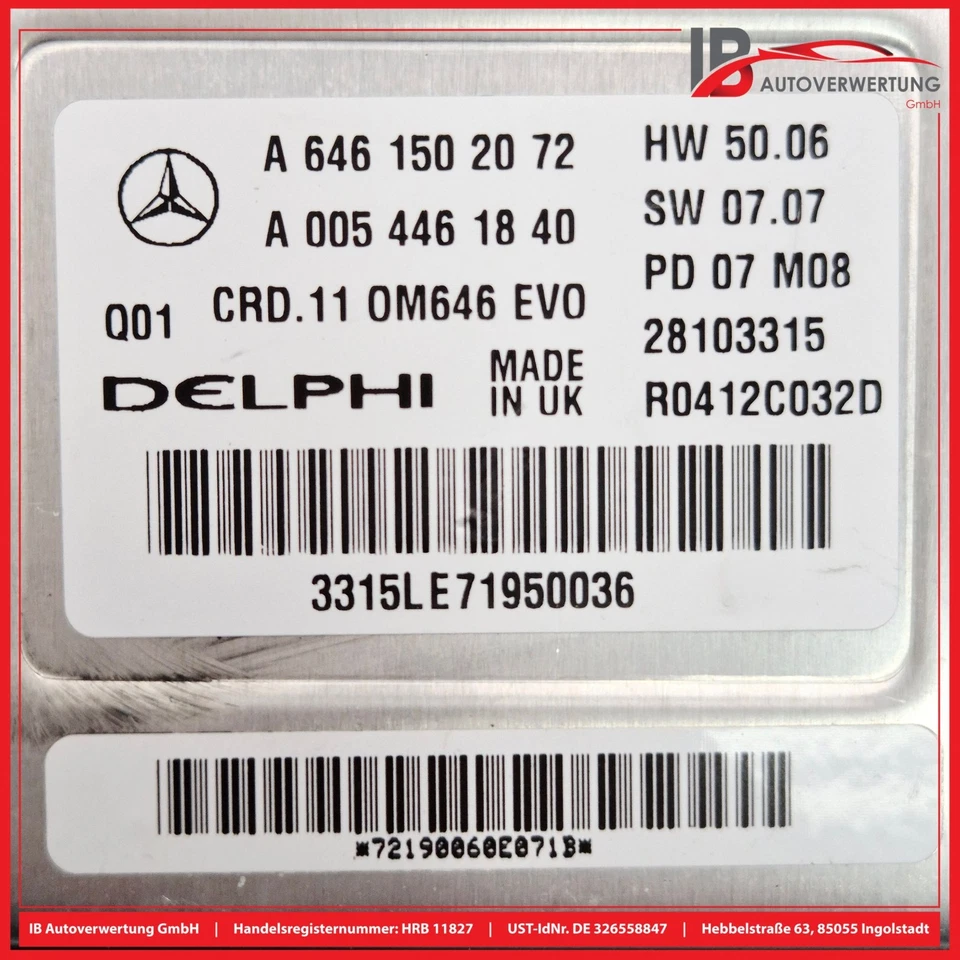 Steuergerät Motorsteuergerät A6461502072 MERCEDES-BENZ W204 S204 DELPHI - Bild 4 von 4