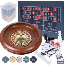 Roulette Wheel Game Set with Large Felt, 16 Inch Roulette Wheel, Retractable Chi