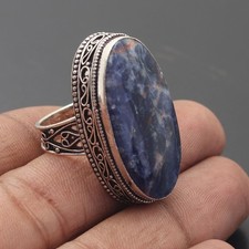 Sodalite Gemstone 925 Sterling Silver Handmade Ring Jewelry Gift For Love