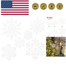 Set of 36 Shatterproof Glitter Snowflake Ornaments for Dreamy Christmas Decor