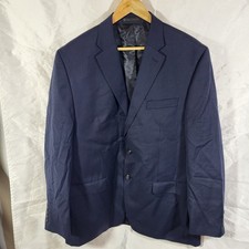 Chaps Men's Navy Pinstripe Wool Blend Suit Jacket Blazer Size 46R