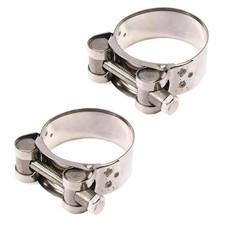 2pcs Stainless Steel Exhaust Band Clamp 48-51mm Motorcycle And Silver