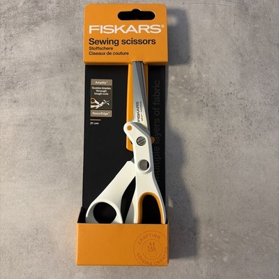 Fiskars Amplify RazorEdge Stoffschere, Länge: 21 cm, Rostfreie Klinge