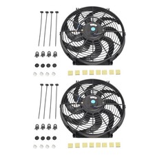 2 Black 14 Slim Fan Push Pull Electric Radiator Engine Cooling 12v Mount Kit