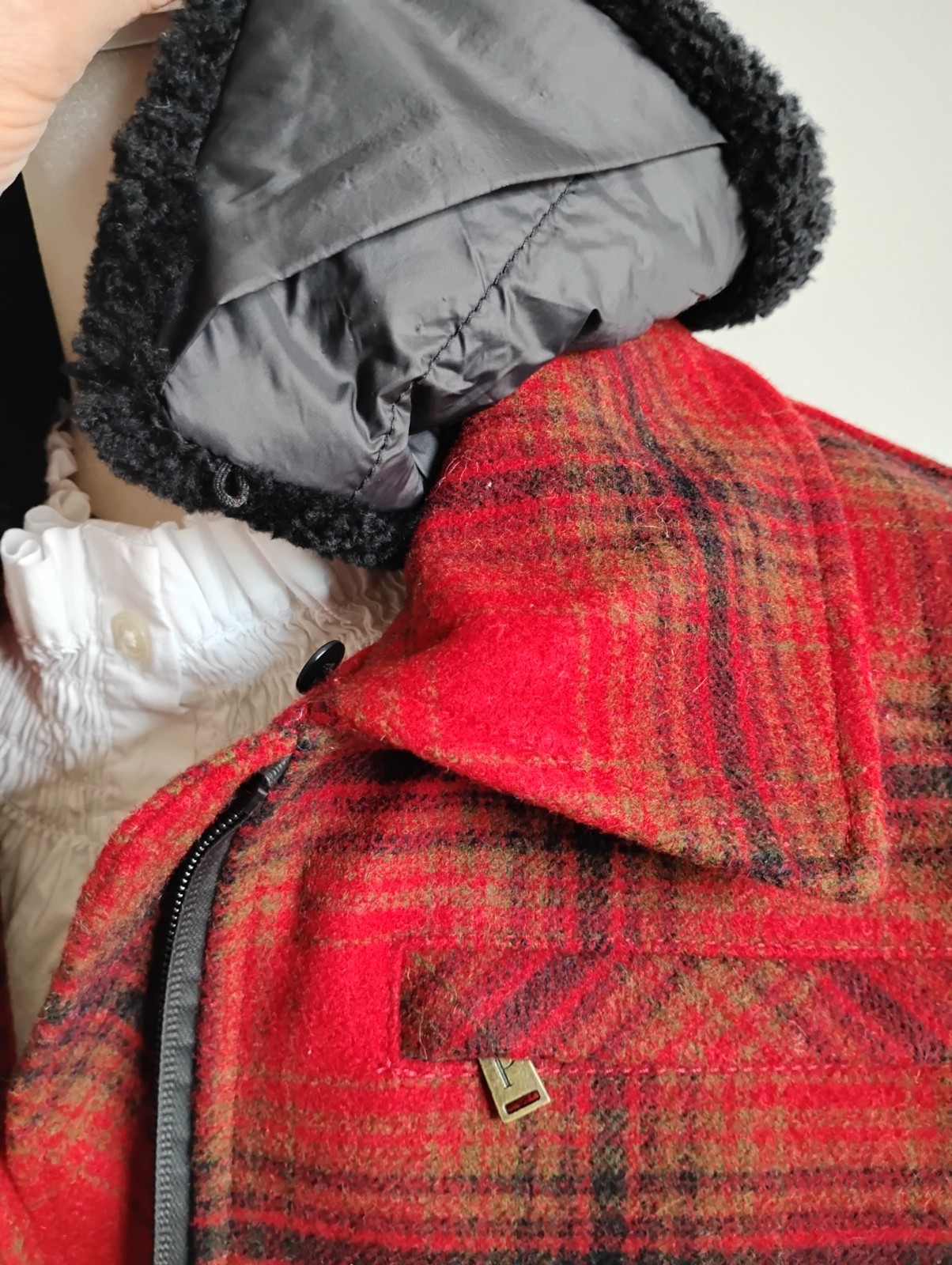 Pendleton Wool Blend Shearling Collar Red Black P… - image 6