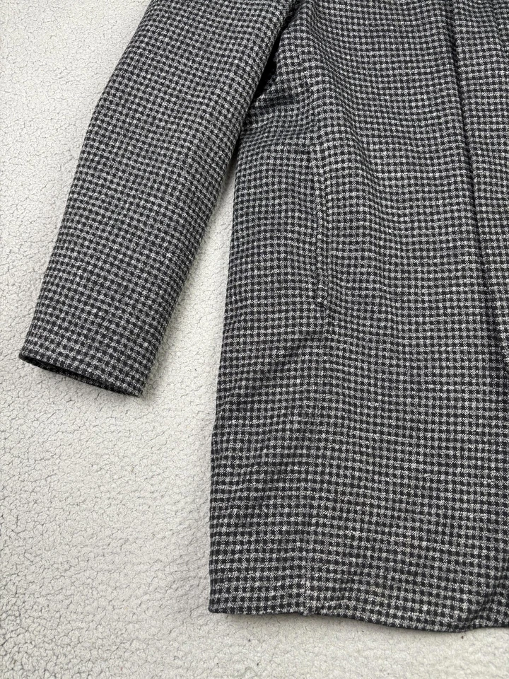 Abrigo Zara Para Hombre Extra Grande Gris Negro Pata de Gallo Forro Acolchado Cuello Soporte Foto 4 de 4