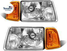 Headlights Assembly Compatible with 2001-2011 Ford Ranger Chrome Housing Amber R