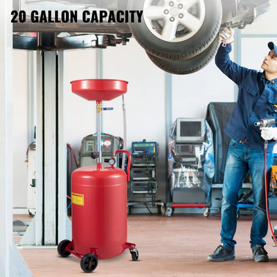 #ad 20 Gallon Waste Oil Drain Tank Adjustable Height Funnel Mobile Air Operated Unit $216.20