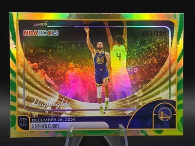 2025-26 Topps Hoops Stephen Curry #261 Highlights Rainbow Gold And Green 61/199