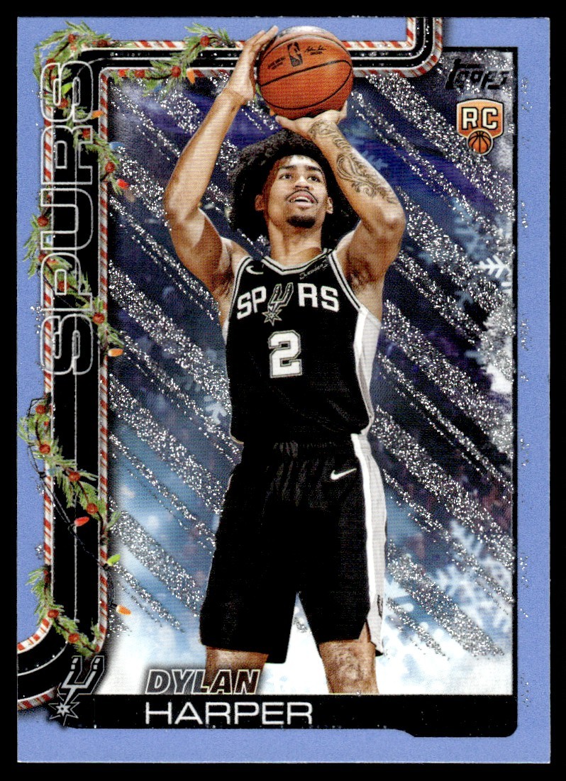 2025-26 Topps Holiday Blue Glitter Dylan Harper Rookie San Antonio Spurs #H162
