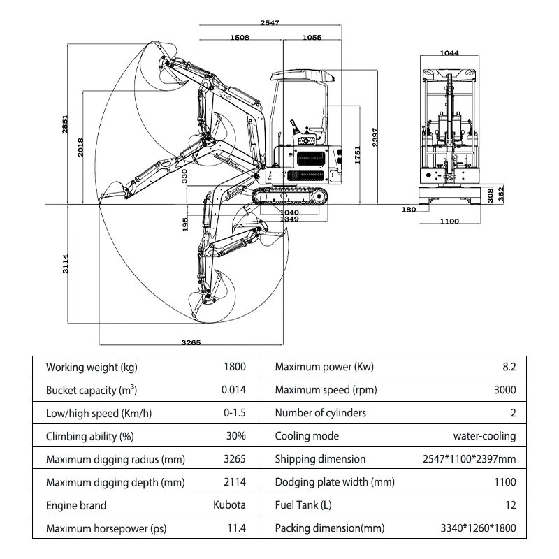 2025 New Mini Hydraulic Excavator KUBOTA Diesel 4,000lbs 1.8 Tons USA STOCK - Image 2 of 4