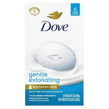 Dove Beauty Bar Gentle Exfoliating 6 Bars - More Moisturizing Than Soap, 3.75 oz