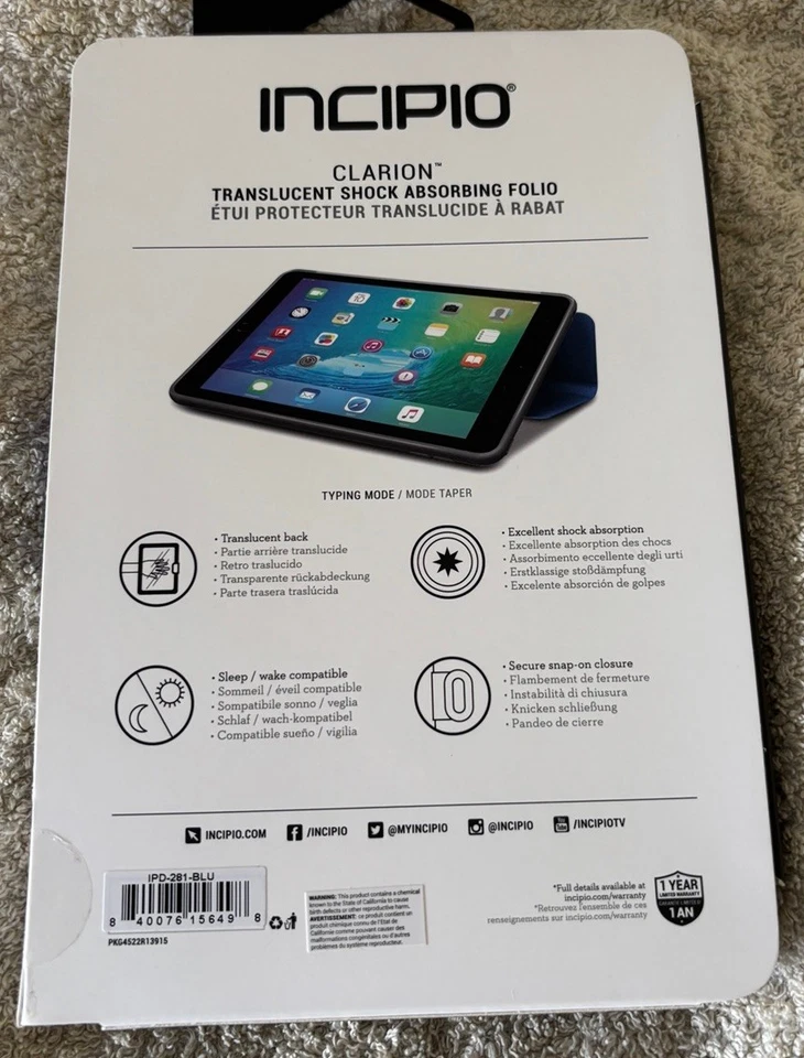 Official Genuine incipio iPad Mini 4 (4th Generation) Smart Folio Case Cover - Image 4 of 4