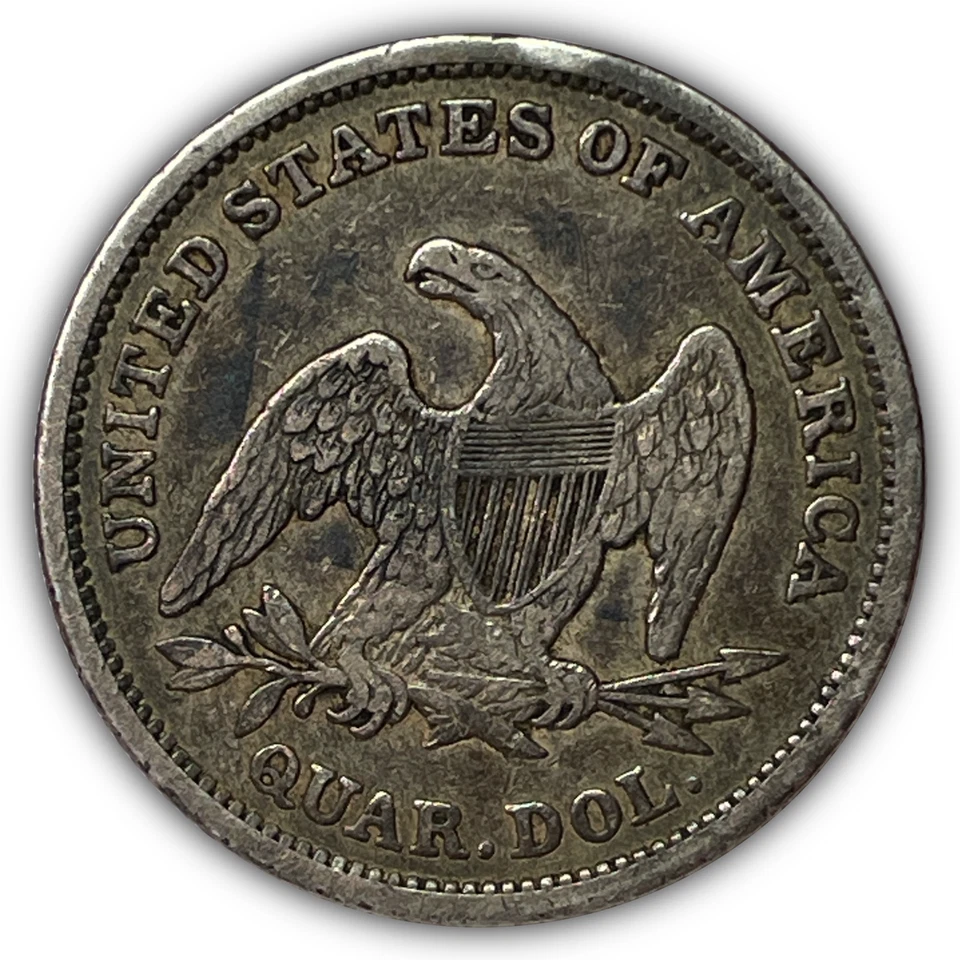 1839 No Drapery Seated Liberty Quarter Extremely Fine XF Coin #26850 - Image 2 of 3