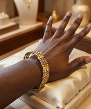 Two-Tone Textured Statement Bracelet A Unique Interwoven Gold and Silver Bangle