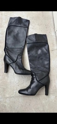 Saint Laurent Paris Heels Pantoletten Leder Kniestiefel - Gr. 37 - Made in Italy