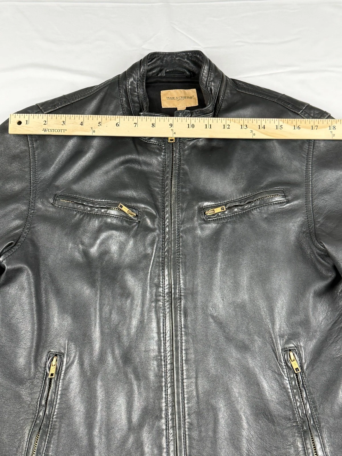 Levis Made and Crafted Black Sheepskin Leather Moto Jacket-Made in Italy Sml/Med - product detail image 6