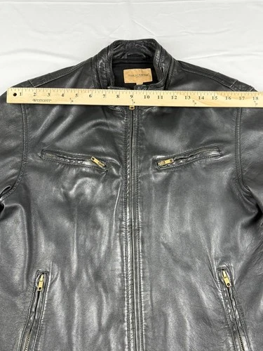 Levis Made and Crafted Black Sheepskin Leather Moto Jacket-Made in Italy Sml/Med image 6