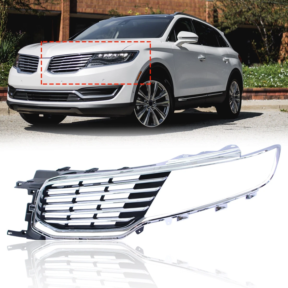 Moldura Rejilla Inferior Delantera Izquierda Cromada Para Lincoln MKX 2016-2018 - FO1212117 - FA1Z17E811AB
