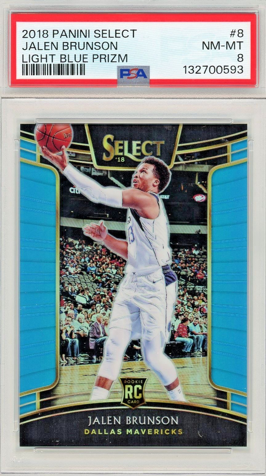 Jalen Brunson - 2018 Panini Select Light Blue Prizm /299 PSA 8 Rookie Knicks RC