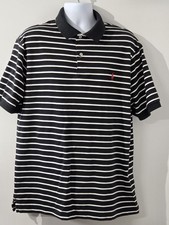 Polo Ralph Lauren Polo Shirt Mens LT Black White Striped Pony Golf Classic