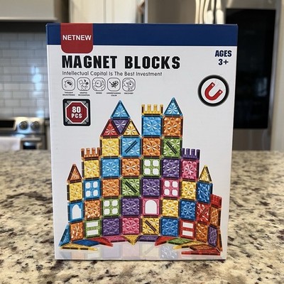 NETNEW Magnet Blocks 80 Piece Magnetic Building Set Ages 3+ Multicolor HD194A