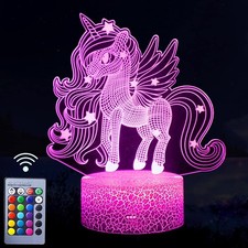 Unicorn Night Light, 3D Illusion Lamp Unicorn Lights for Kids Room, 16 C