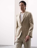 M&S - Autograph Mens Linen Single breasted Suit jacket in Sand