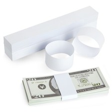 300-Pack Blank Money Bands for Cash, White Currency Straps Bill Wrappers 7.8x1.2