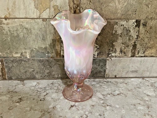 Fenton Opalescent Pink 7.25" Lily Of The Valley Vase